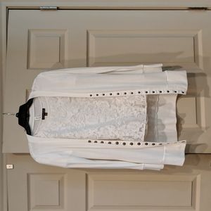 Cream 2 piece lace top and sweater jacket